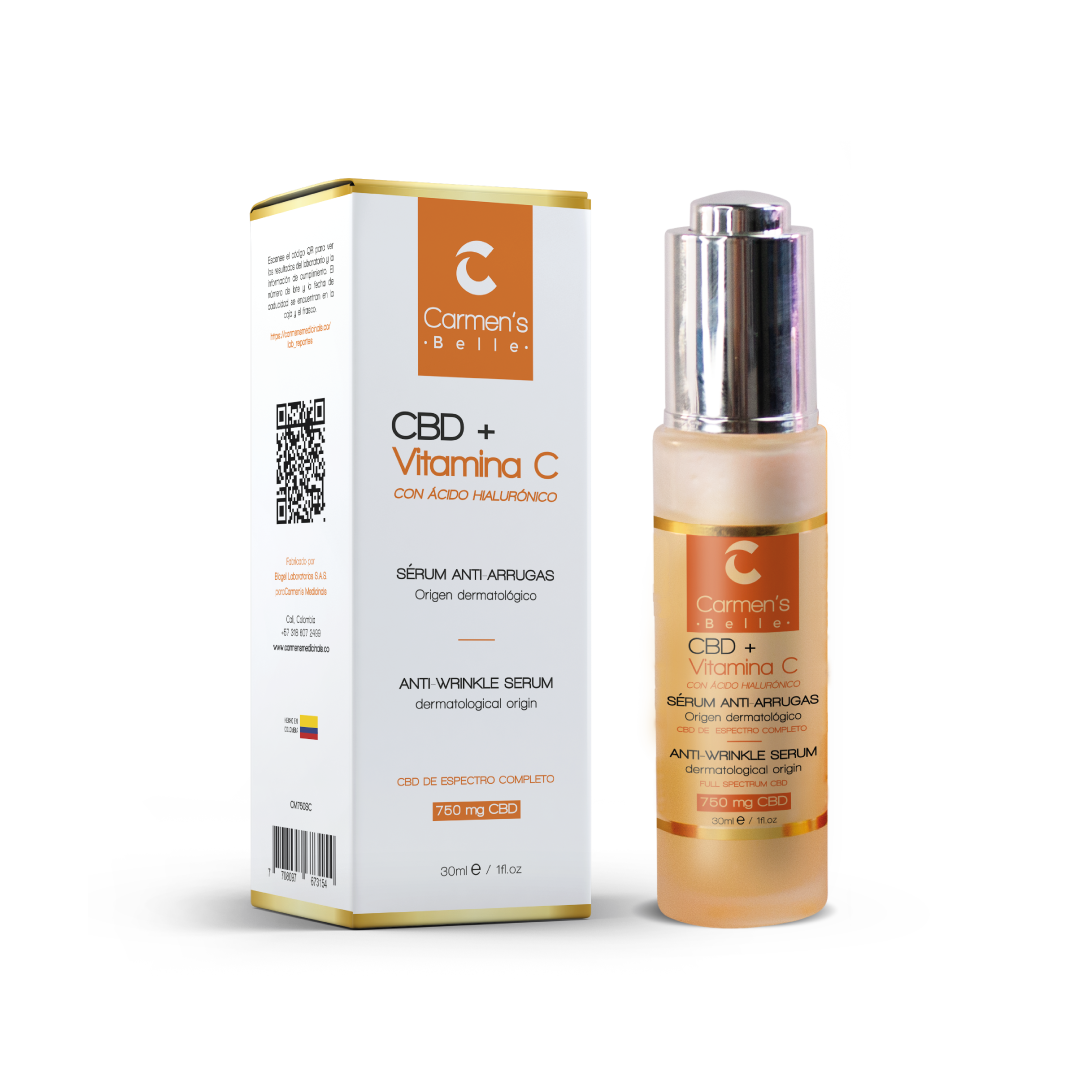 Sérum Antiarrugas CBD Espectro Completo + Vitamina C - 30mL
